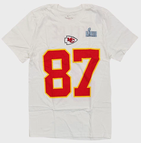 Travis Kelce Nike Men's Kansas City Chiefs Super Bowl LVII Champions Tee T-Shirt Cover