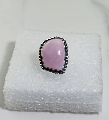 Anillo hecho a mano con piedras preciosas de ópalo rosa tamaño 7 pulgadas Foto 1 de 4