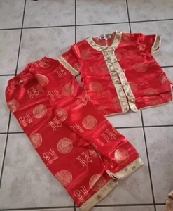 Like New Boy Chinese New Year Asian Red Traditional Costume Satin sz 120 6+ - Picture 1 of 9