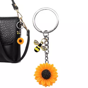 Sunflower Key Chain Charms Floral Pendant for Purse Leather Bag Fob Charm New - Picture 1 of 9