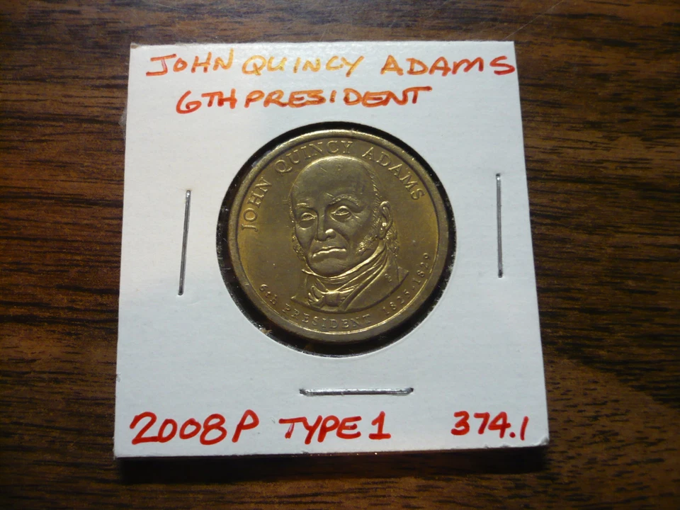 Moeda folheada John Quincy Adams 2008P dólar de ouro tipo 1 6º presidente Filadélfia 374 - Imagem 1 de 1