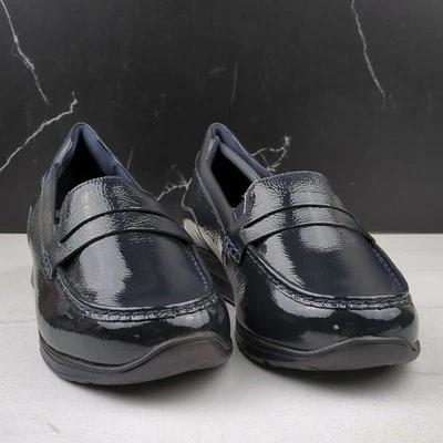 Walking Cradles Dannon Women's Wedge Loafer Navy Crinkle Patent sz 7.5WW - Image 1 of 4