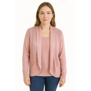 Napa Valley rosa Langarm kuschelige stretchige Strickjacke mit integriertem Tank Gr. L - Bild 1 von 6