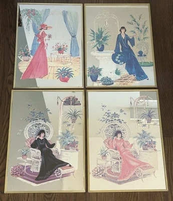 Retro Lady Espelhos Chique Parede Vintage Espelho Art Nouveau Coby Conjunto Vitoriano 4 - Imagem 1 de 4