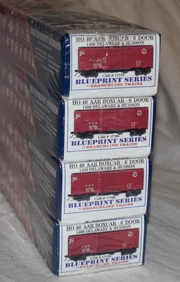 Branchline Blueprint 40' AAR Boxcar 6' puertas Delaware & Hudson D&H paquete de 4 NUEVO HO Foto 1 de 4