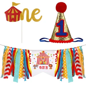 3 Pcs One Year Old Birthday Decorations Carnival Circus Party Baby First - Picture 1 of 12