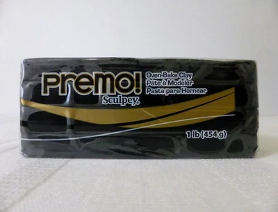 PREMO! SCULPEY USA  1 lb (454g block) oven bake POLYMER CLAY -BLACK- - Image 1 of 4