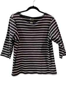 Camisa Top L.L.Bean Para Mujer Rayas Manga 3/4 Cuello Barco Talla: XL - Imagen 1 de 7