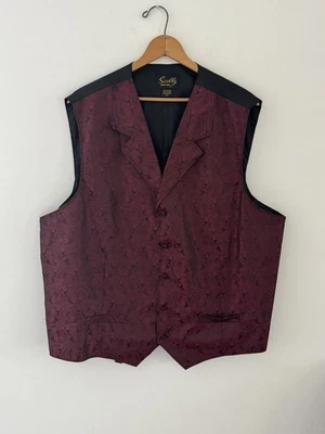 Scully Vest Mens 3XT red Black Paisley Dressy Formal - Image 1 of 4