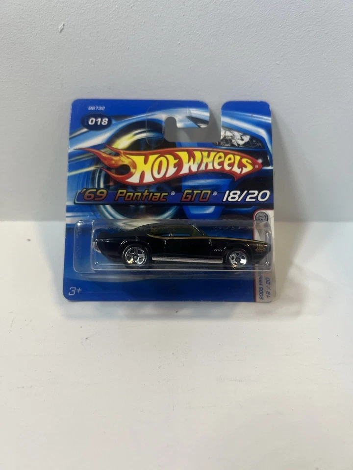 2005 Hot Wheels '69 Pontiac GTO 18/20 Dicast Car Black First Editions 018 - Image 1 of 1