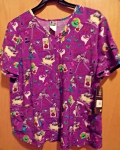 Nightmare before Christmas~Halloween~Damen Scrub Top~Damen 2XL~NEU mit Etikett - Bild 1 von 2