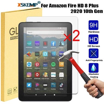 2Pc for Amazon Fire HD 8 Plus 10th 12th Gen Tempered Glass Screen Protector Flim - Image 1 of 4