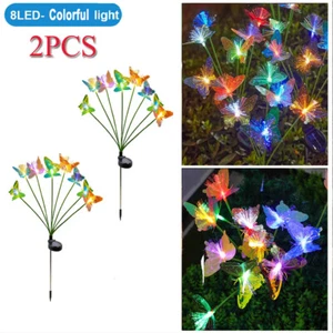 2PACK Butterfly Solar Stake Lights Color Changing Garden Outdoor landscape Lamp - Picture 1 of 11