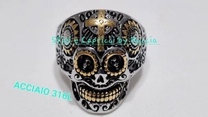 Anello Teschio in Acciaio doppio colore Stainless steel unisex - Foto 1 di 6