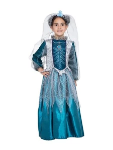 Girls Skeleton Queen Bride Costume Halloween Fancy Dress S M L Day Of Dead - Picture 1 of 1