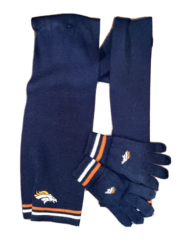 2 Piece Bronco's Set Scarf and gloves team Logo One Size Wrap Style Cover