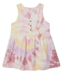 Justice Girls Baby Doll Tank Top Multicolor Size 12 Eyelet Lined Bottom - Picture 1 of 11