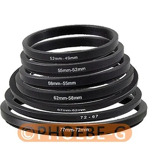 77-72-67-62-58-55-52-49 mm Step Down Rings SET 7pcs - Picture 1 of 1