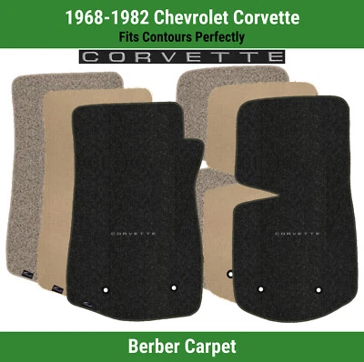 Tapetes carpete dianteiro Lloyd Berber para Chevy Corvette 68-82 com corveta preta - Imagem 1 de 4
