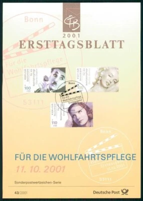 ALEMANIA FDS ETB 2001/43 ACTORES DE CINE CHARLIE CHAPLIN MARILYN MONROE GRETA GARBO Foto 1 de 2