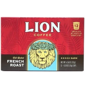 Lion Coffee French Roast, Dark Roast, Single-Serve Coffee Pods - 12 Count Box - Picture 1 of 2
