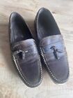 Men’s Brown Distressed Leather Boat Shoes Size 10