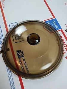 7.5 inch Visions ware 7.5" Lid Pot Pan Glass Glassware visionware Amber - Picture 1 of 3