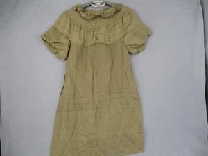 Trelise Cooper Dress Womens 8 Gold Silk Mini A Line Button Ruffle Frill Button - Picture 1 of 18