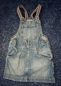 Gap Kids Girls Denim Bib Overalls Dress Size S (5-6) Indigo Unique Jumper VGUC - Picture 1 of 3