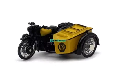 BN 1:76 Yellow AA Tricycle Motorcycle Motor Bike Model Diecast Metal Car - Image 1 of 4
