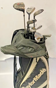 Taylormade Full set Driver, 3W, 4W, 9W, 6-SW Irons Stiff Flex Putter Bag - Picture 1 of 14