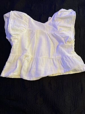 Jessica Simpson Toddler Size 2T Ruffle Sleeve Cream Linen Like Girls Shirt Foto 1 de 4