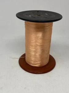 Vintage Wooden Spool w/ Peach Thread Antique Industrial Textile Bobbins 5 3/4" - Picture 1 of 9