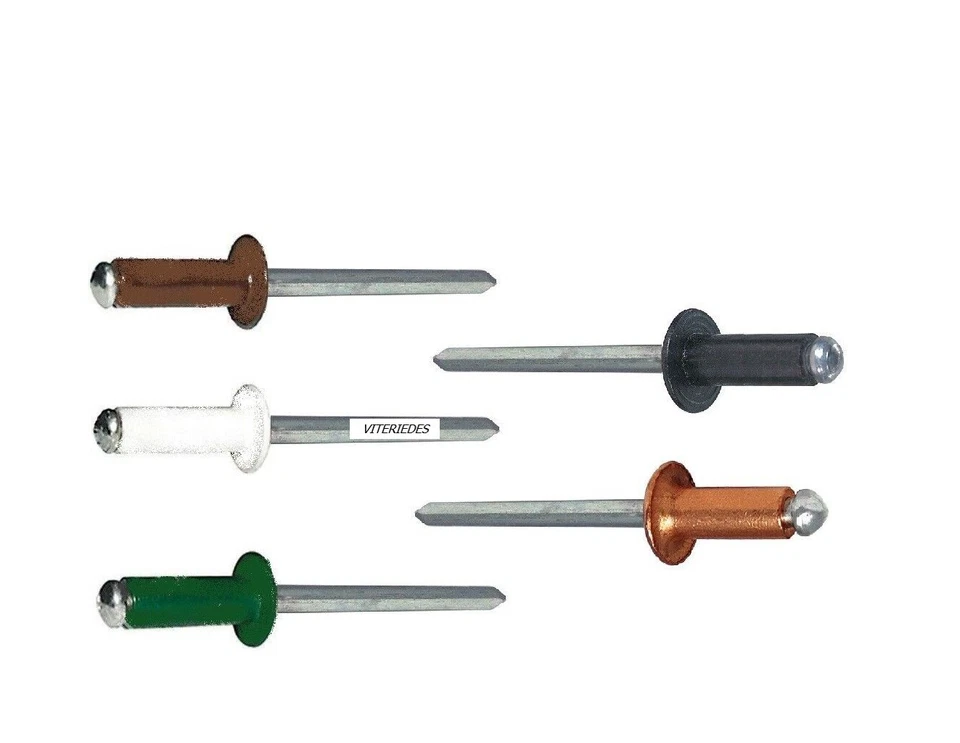 RIVETTI A STRAPPO COLORATI VERNICIATI IN ALLUMINIO D.3mm 4mm 4,8mm VARI COLORI - Immagine 1 di 4