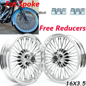 16X3.5 Fat Spoke Wheels Rim Set for Harley Heritage Softail Classic FLSTC Chrome - Picture 1 of 12