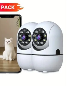Two Units- New FHD Smart PTZ 360 IP Camera WiFi 2.4G/5G With Two 128Gb SD Cards - Picture 1 of 8