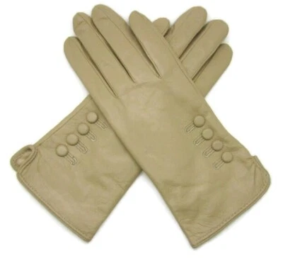 Guantes de cuero suave genuino de calidad premium para mujer totalmente forrados cálidos de invierno cálidos Foto 1 de 4