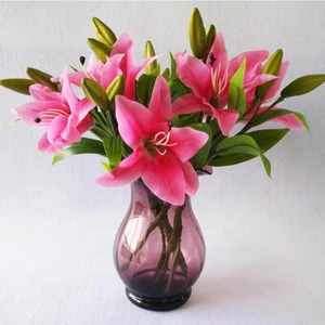 Christmas Saving Clearance! Artificial Lily Flower, Fake Flower Bouquet Fake Li - Picture 1 of 12