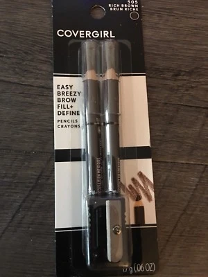 COVERGIRL Easy Breezy Brow 2 Pencils (505 Rich Brown) and Sharpener - Image 1 of 3