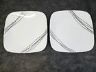Set of 2 Cornell CORNING Square Dinner Plates 10 1/2" Black & White Contemporary