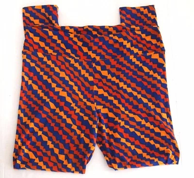 Leggings para mujer LuLaRoe altos y curvilíneos tejidos azul naranja ondulados a rayas geométricos Foto 1 de 4
