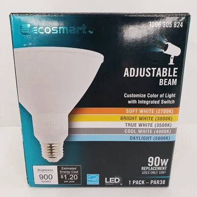 EcoSmart PAR38 Adjustable Beam Flood LED Light Bulb 90W Equivalent 1006 305 824 - Image 1 of 4
