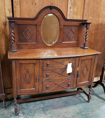Antique Buffet Cabinet With Mirror Back Cover