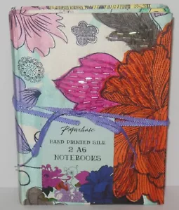 (2) Paperchase: Hand Printed Silk Acid Free Blank Page A6 Notebooks - Picture 1 of 9