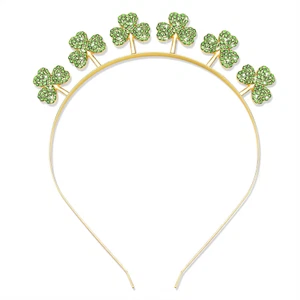 St Patrick'S Day Headband Rhinestone Shamrock Hairband Funny Irish Green Lucky C - Picture 1 of 12