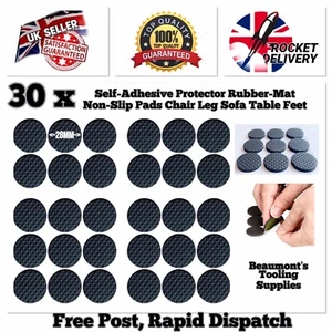 30 x Self-Adhesive Protector Rubber-Mat Non Slip Pads Chair Leg Sofa Table Feet - Picture 1 of 5