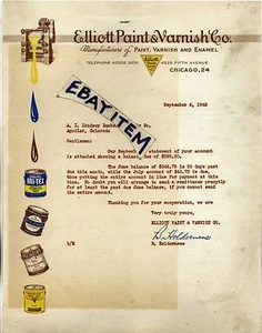 1948 Membrete B Holderness Chicago Illinois ELLIOTT PINTURA Y BARNIZ COMPAÑÍA - Imagen 1 de 1