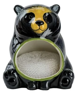 Black Bear Ceramic Scrubby Holder W/ Scrubby Scouring Pad Kitchen (BRAND NEW) - Picture 1 of 1