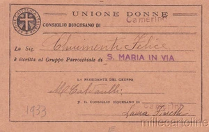 * CAMERINO - Tessera Unione Donne - Azione Cattolica Italiana 1933 - Picture 1 of 1