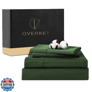 Overket 100% Ägyptische Baumwolle Bettwäsche King Size 4 Stück 1000 Fadenzahl Satin W - Bild 1 von 5